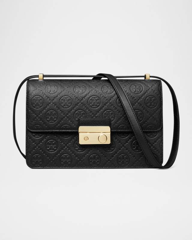 T-Monogram Pebble Leather Shoulder Bag